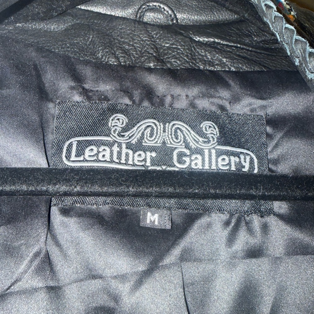 Black Leather Vest with Fringe and Beaded Details - Picture 2 of 6